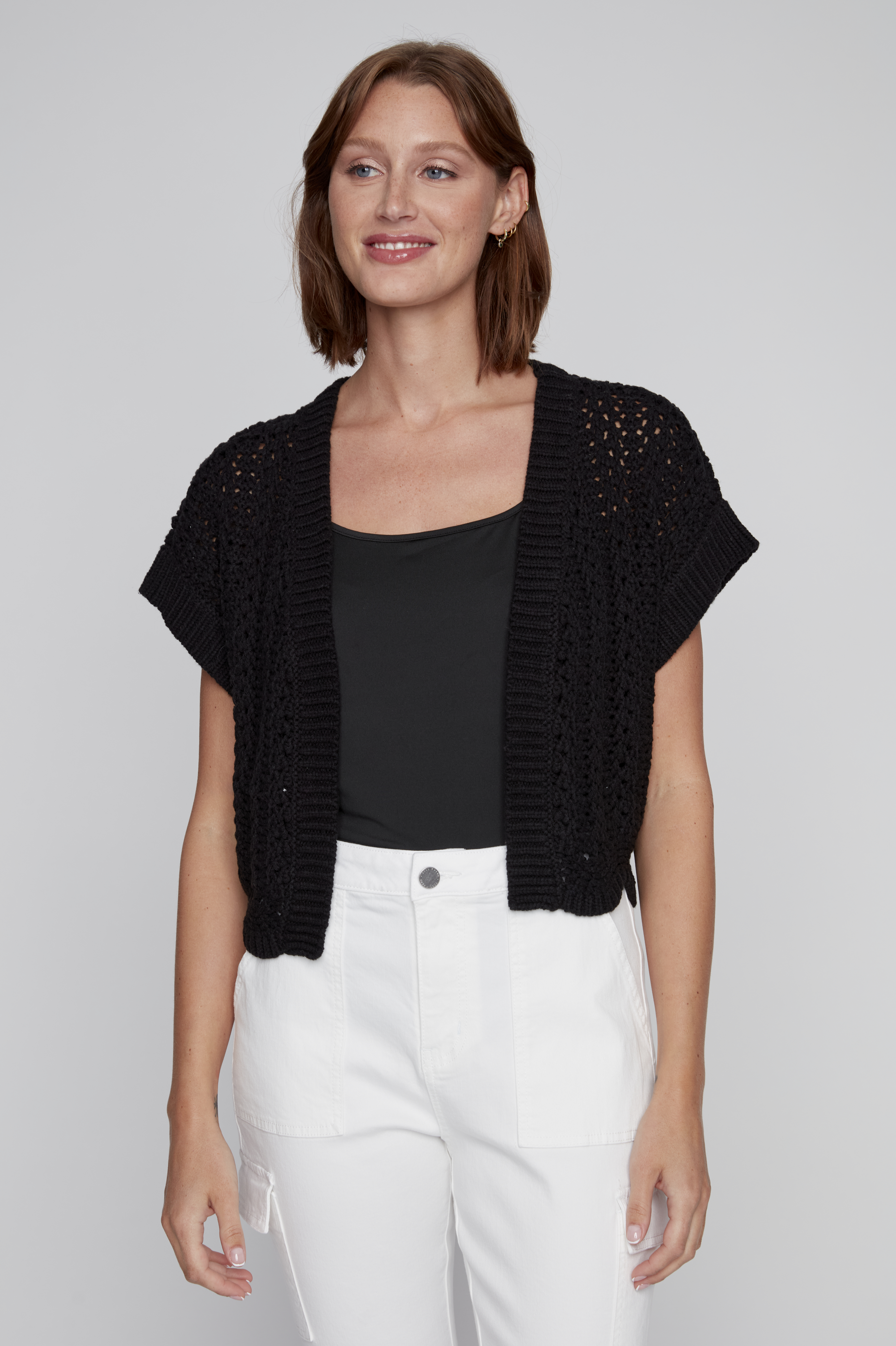 Cardigan ouvert manche courte - CYC2514067noir - Coco Y Club