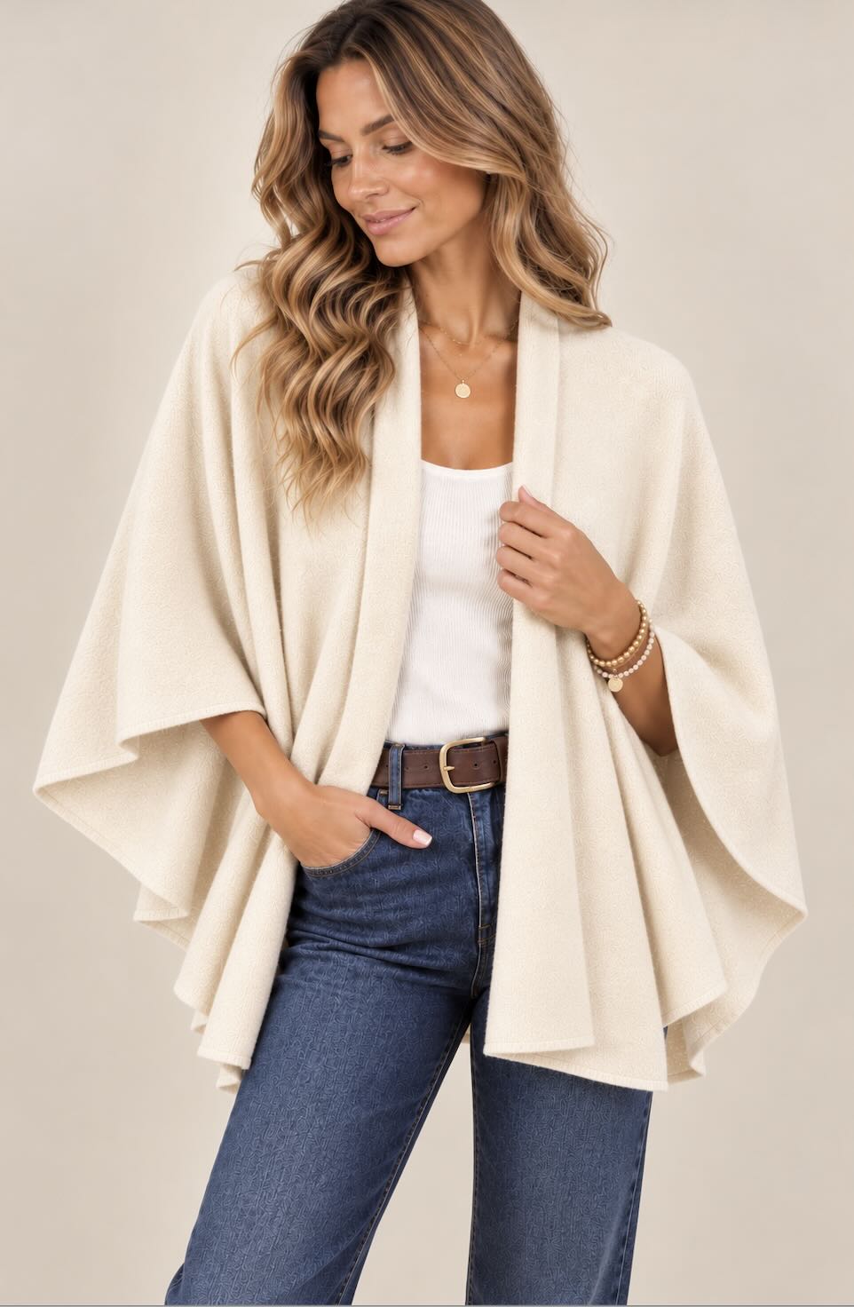 Cape PLAIN - TE7017creme - Tom & Eva