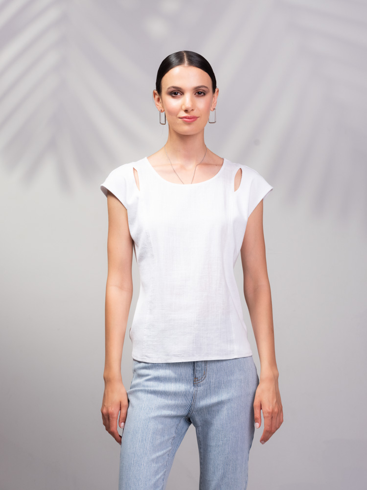 T-shirt ouverture à l'épaule - A45012 - Alison Sheri