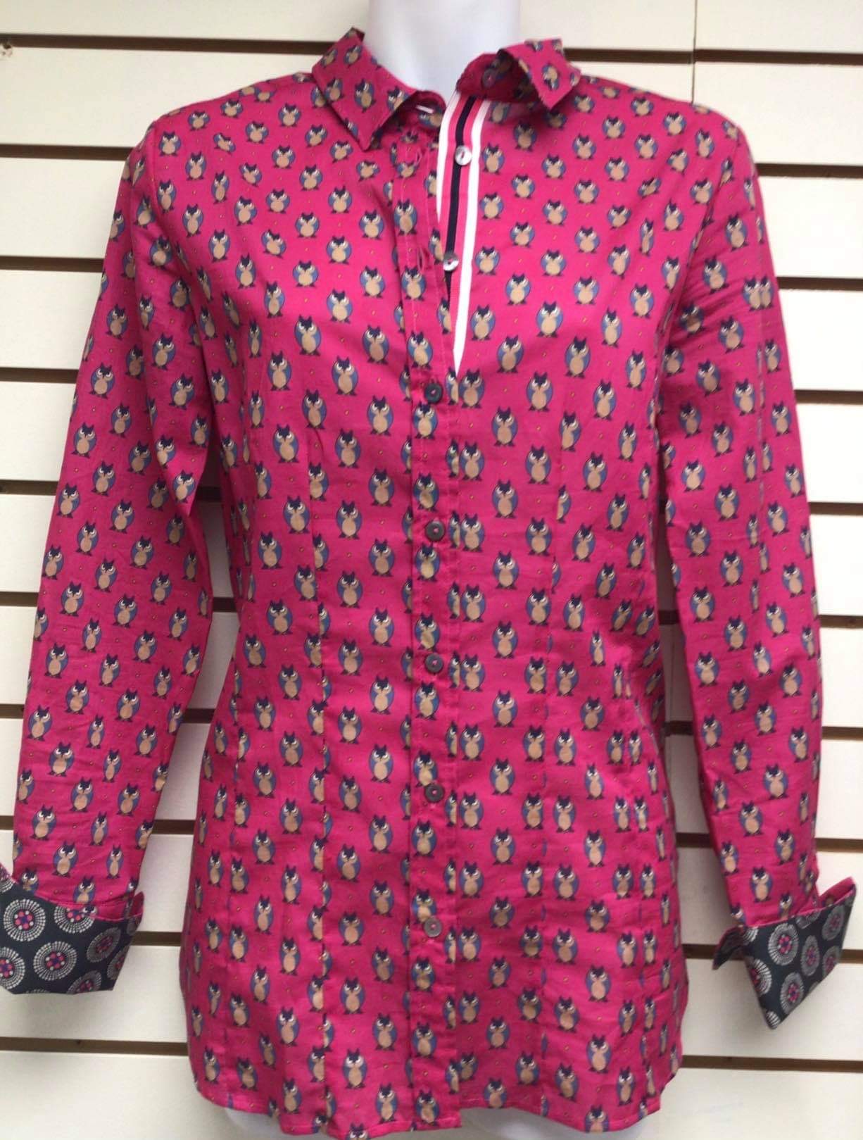 Chemisier colection Milano / motif hibou / poignet à revers - 1714 - 