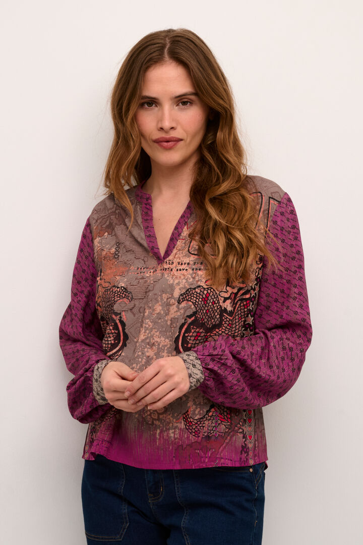 Blouse imprimée / encolure en V - CR10611885 - Cream