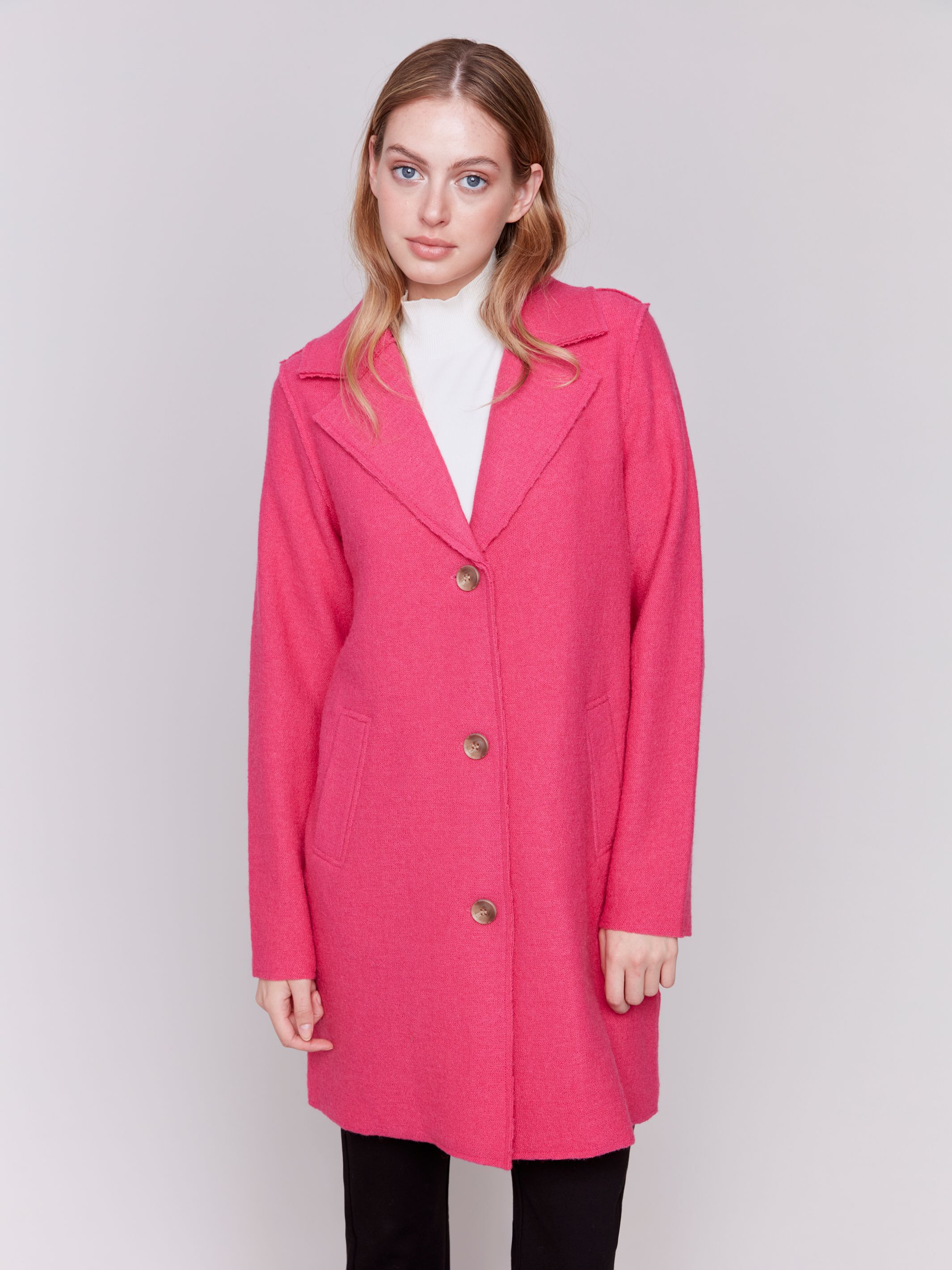 Veste longue laine bouillie - C6324 - Charlie B