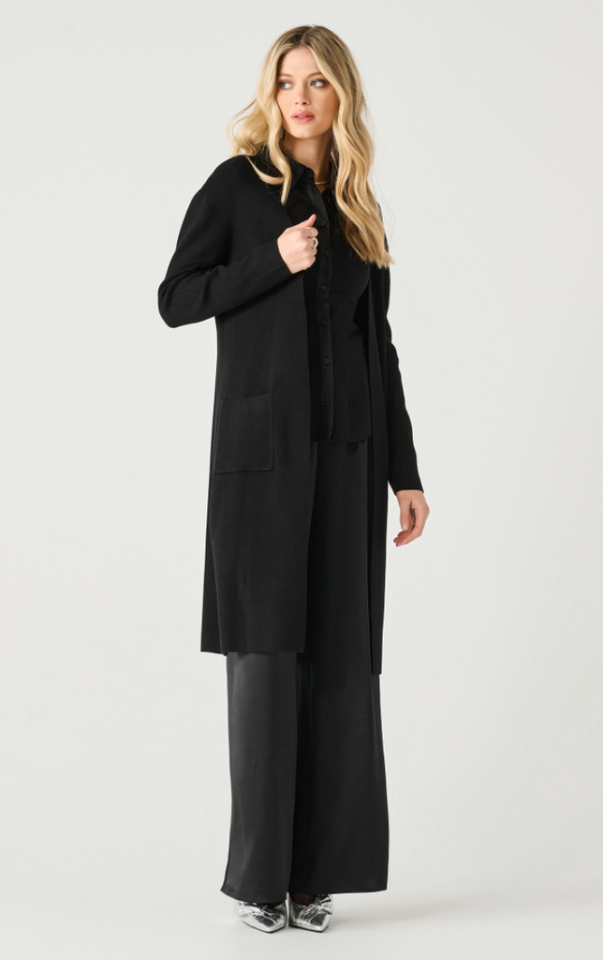 Long cardigan avec poches et ouverture sur les cotes/Black Tape - BT2427498 - Blacktape