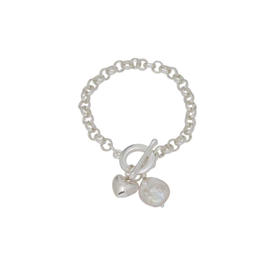 Bracelet avec breloques coeur et perle - M07-14169arg - Merx