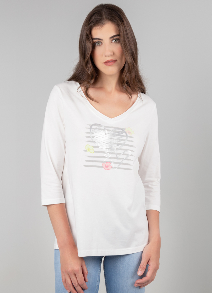 T-shirt avec coeur argent devant - SZ23144 - Simpli Zen
