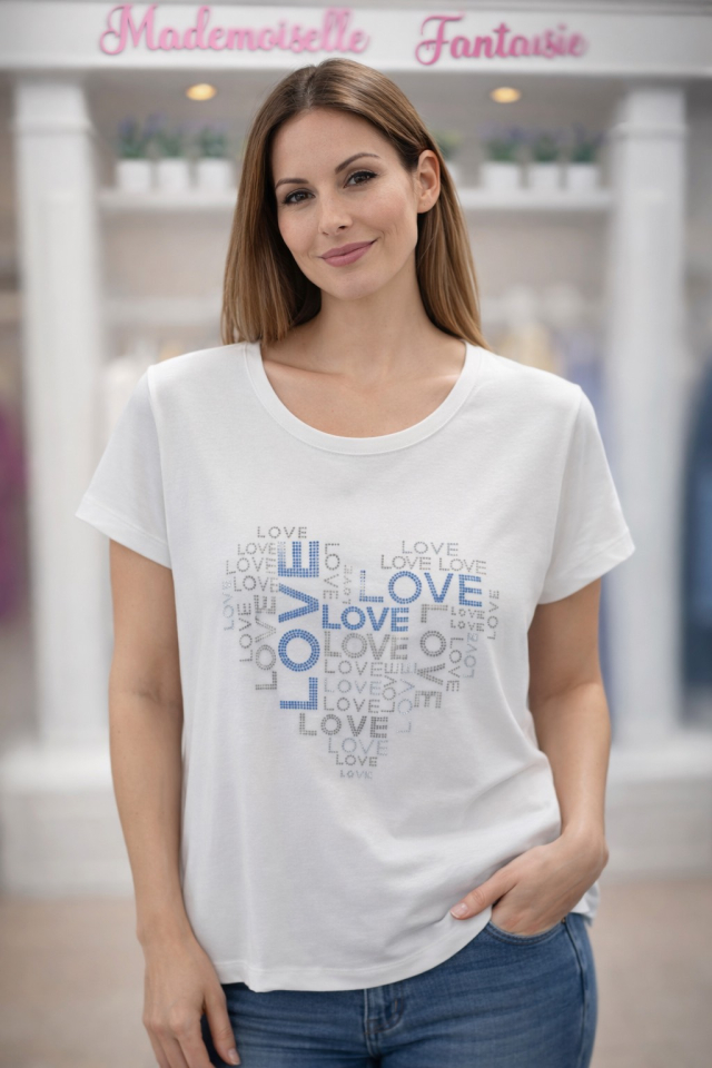T-shirt BLUE LOVE - T56255 - Tricotto