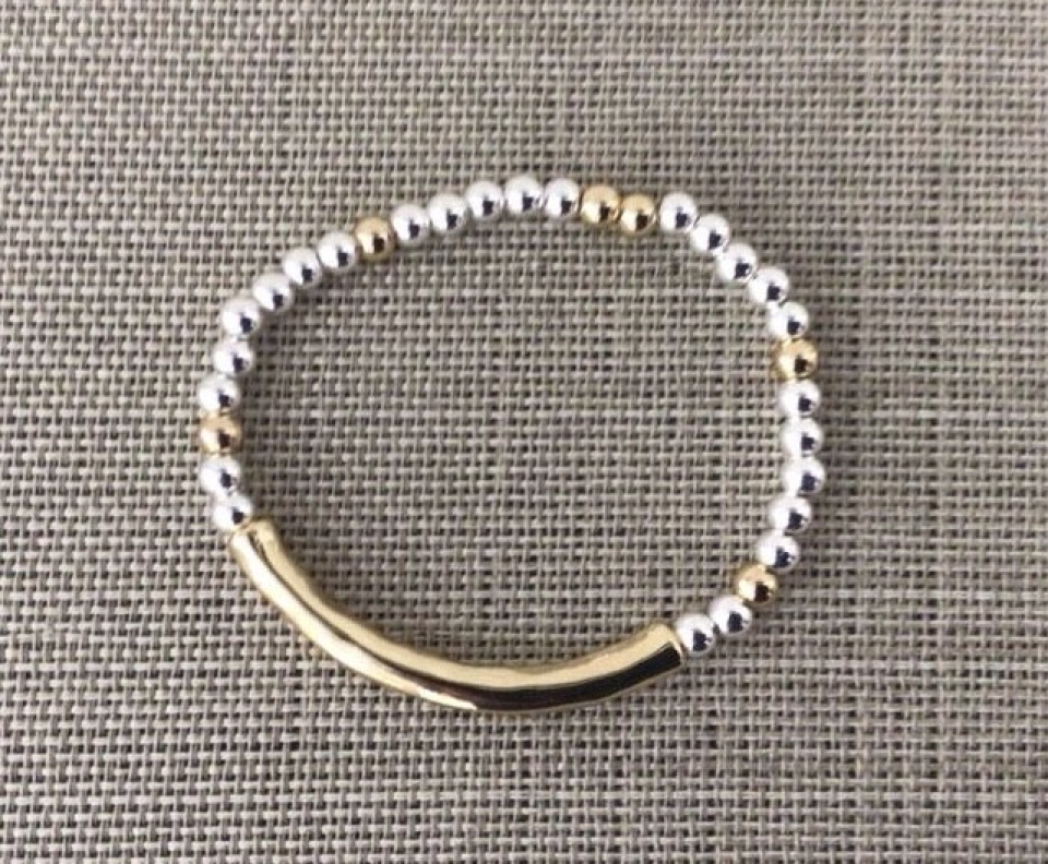 Bracelet à billes or et argent avec tube - M07-4586-3 - Merx