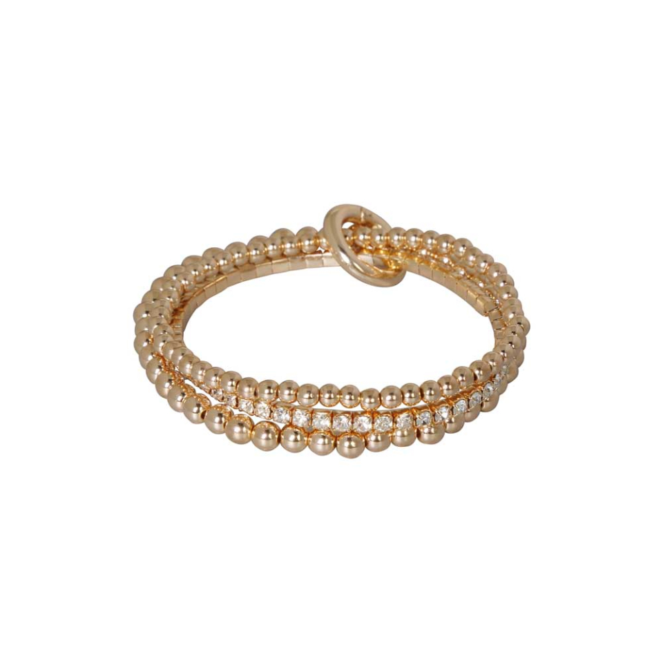 Bracelet triple rang de perles or et pierres - M07-14147-1or - Merx