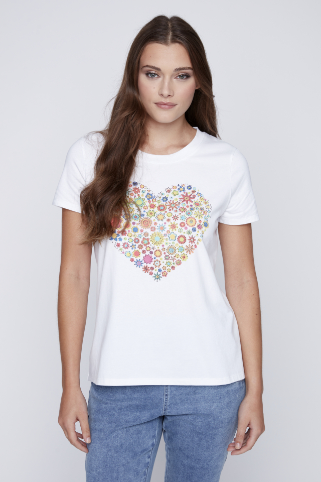 T-shirt coeur avec paillettes - CYC2412115 - Coco Y Club