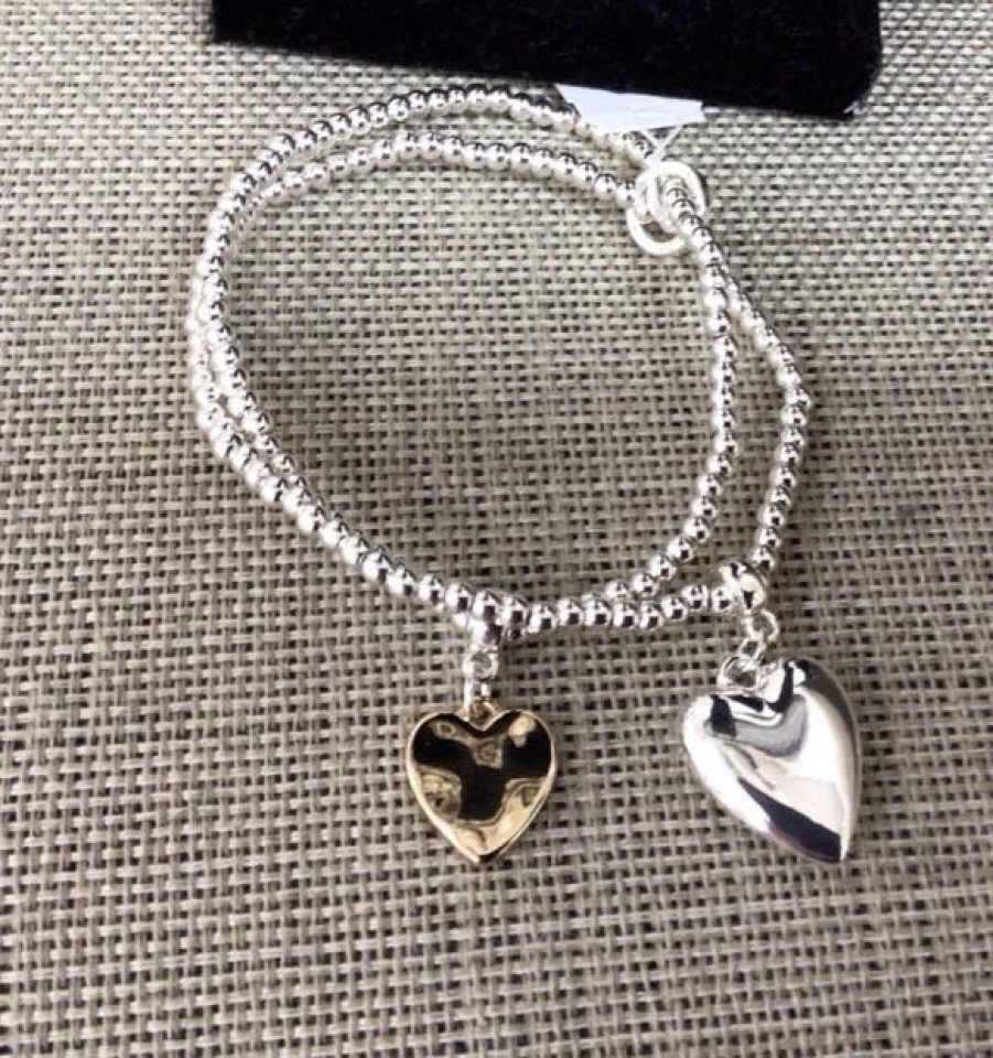 Bracelet perle argent coeur or et argent - M07-4945arg - Merx