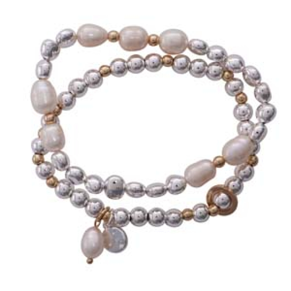 Bracelet double perle de verre arg-or - M07-14192 - Merx