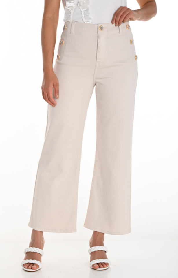 Pantalon jambe large boutons fleurs - FL256779U - Frank Lyman