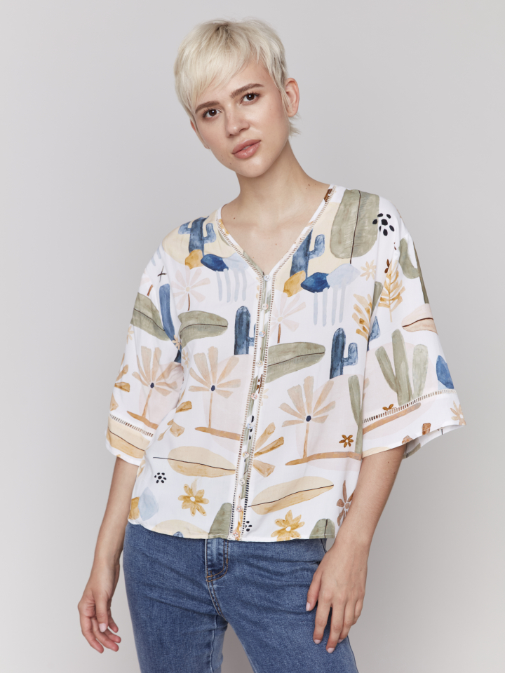 Blouse manches courtes cactus - C4616 - Charlie B