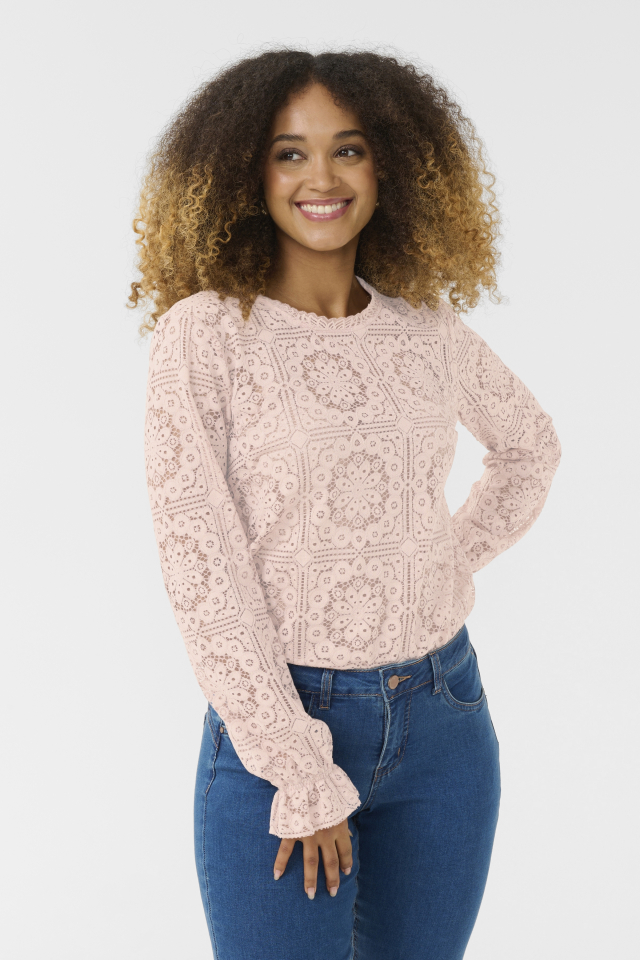 Blouse dentelle col rond - CR10607994 - Cream