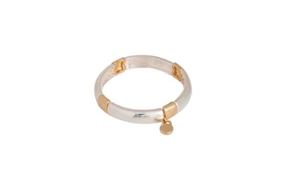 Bracelet élastique argent et or brillant - M07-4940-2 - Merx