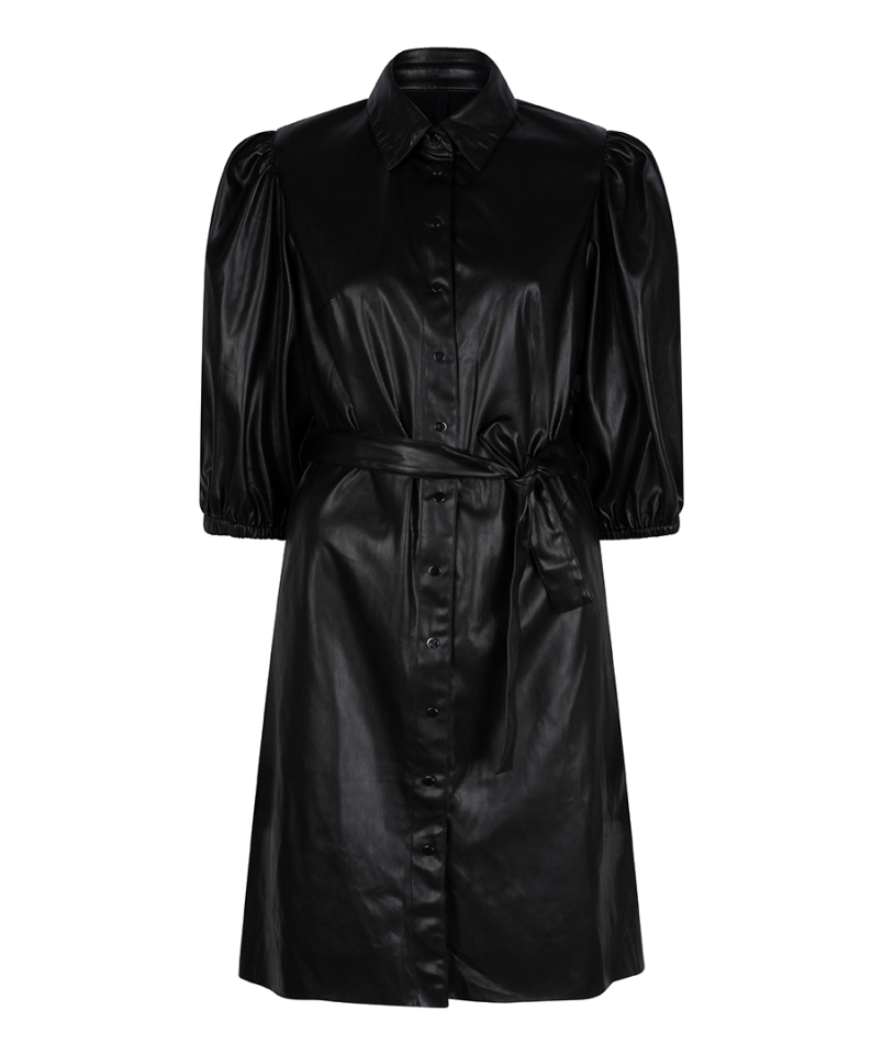 Robe simili best sale cuir manche bouffante