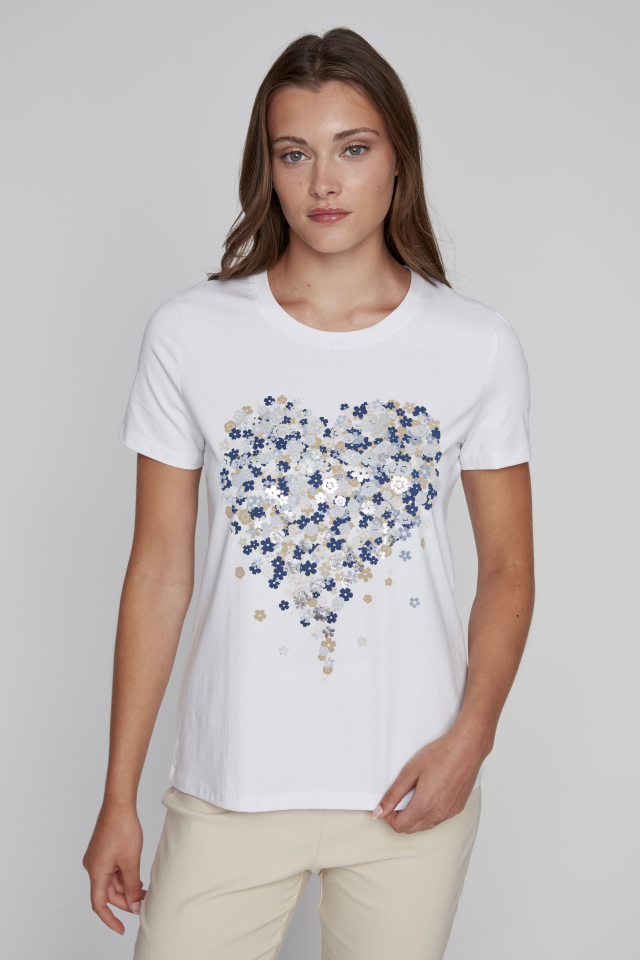 T-shirt fleurs coeur - CYC2516043 - Coco Y Club