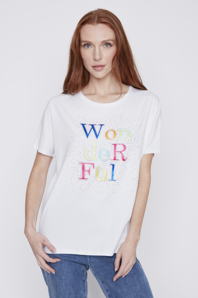 T-shirt WONDER FULL avec cristaux - CYC2412133 - Coco Y Club