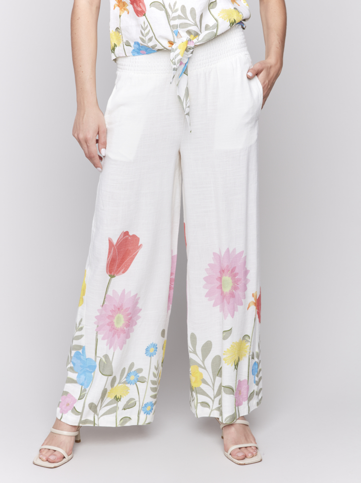 Pantalon palazo fleuri - C5521 - Charlie B