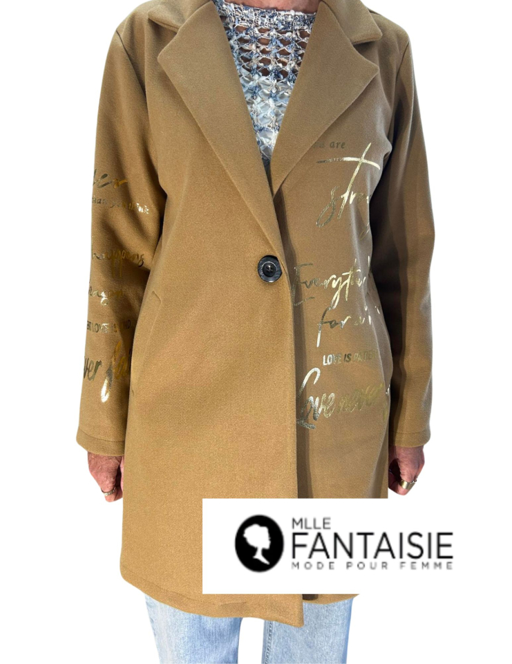 Manteau ecriture dore - F02523C - Fantaisie