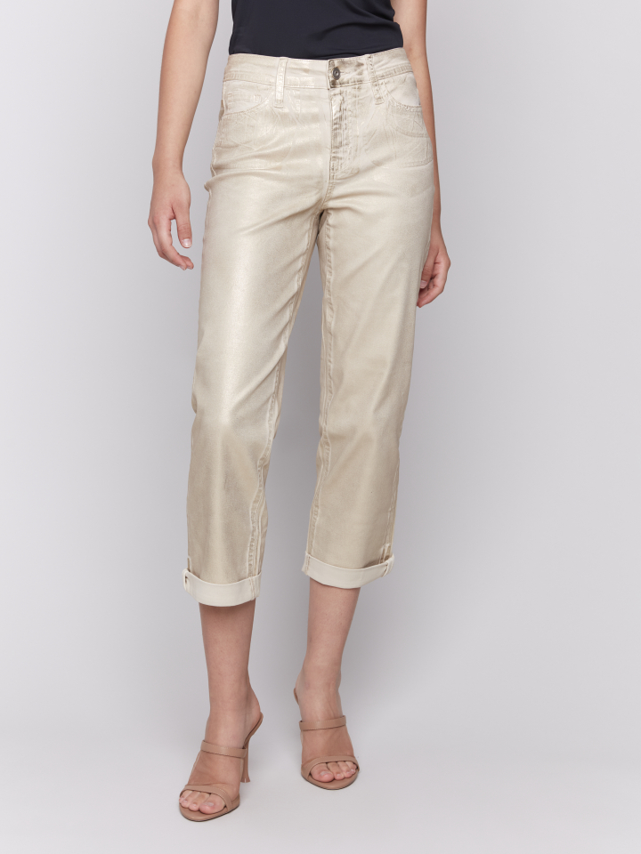 Pantalon naturel métallisé - C5631 - Charlie B