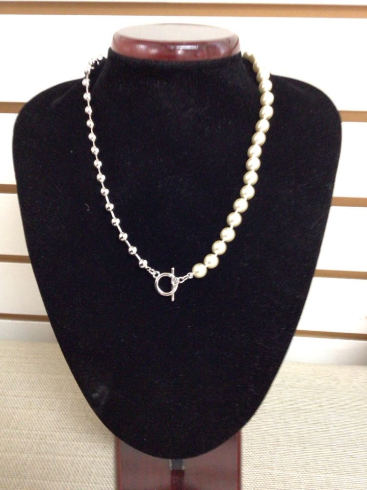 Collier perle argent et perle blanche - M99-721arg - Merx