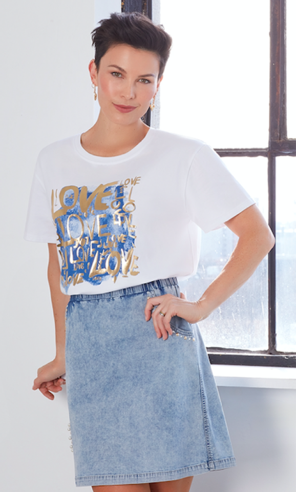 T-shirt LOVE bleu - T503 - Tricotto