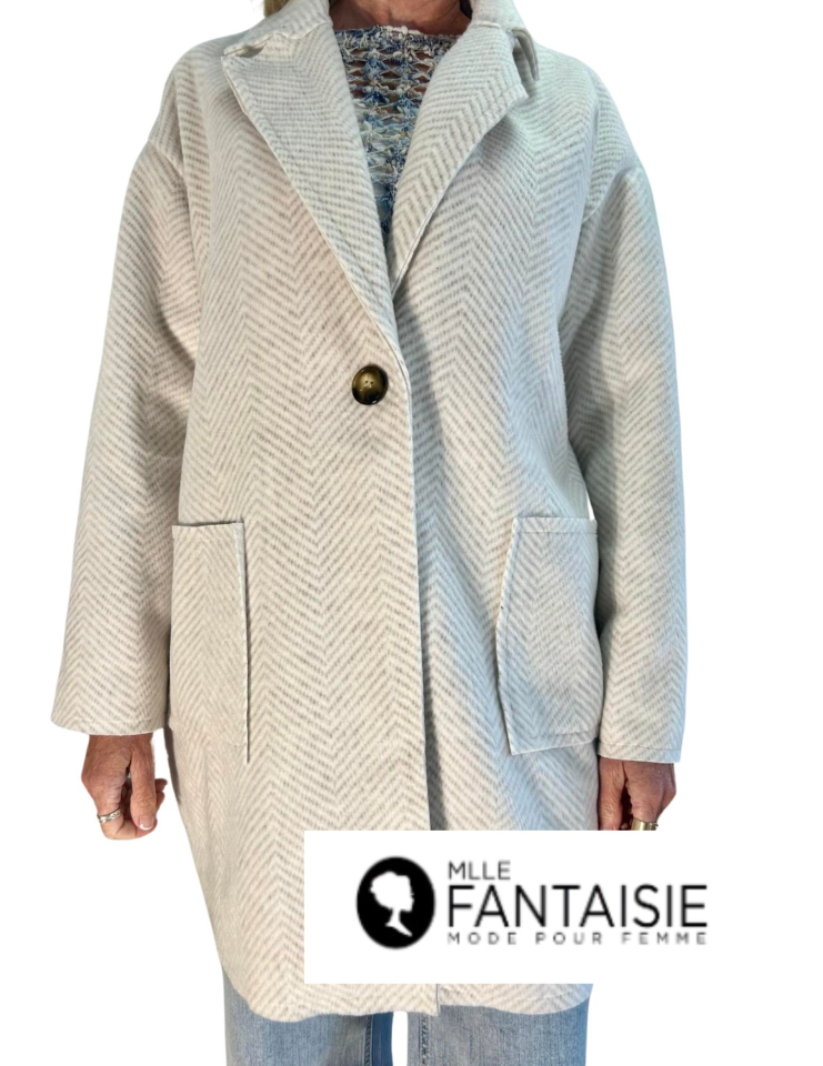 Manteau creme - F02496 - Fantaisie