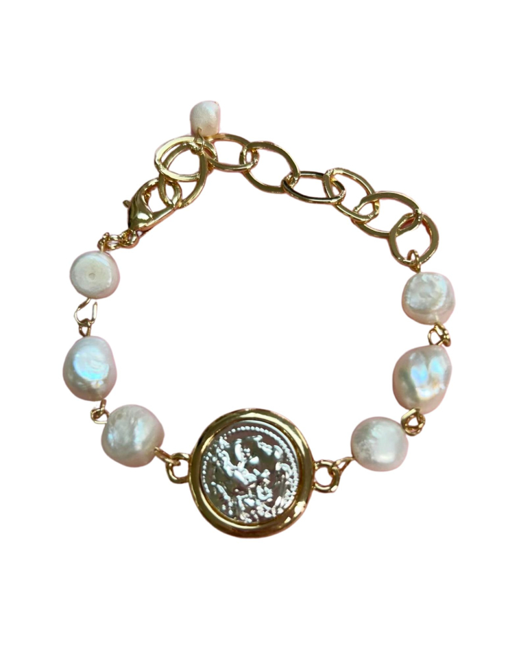 Bracelet perle et médaillon - M07-02365 - Merx