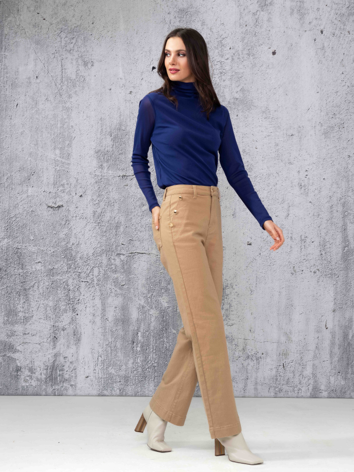 Pantalon camel boutons aux poches - A44338 - Alison Sheri