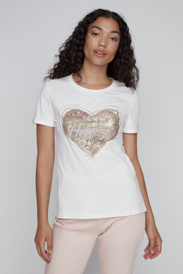 T-shirt coeur paillettes - CYC2516032 - Coco Y Club