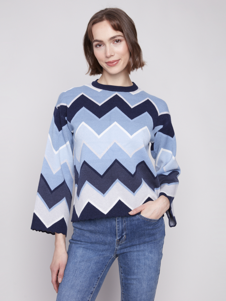 Chandail ZIGZAG - C2721bleu - Charlie B