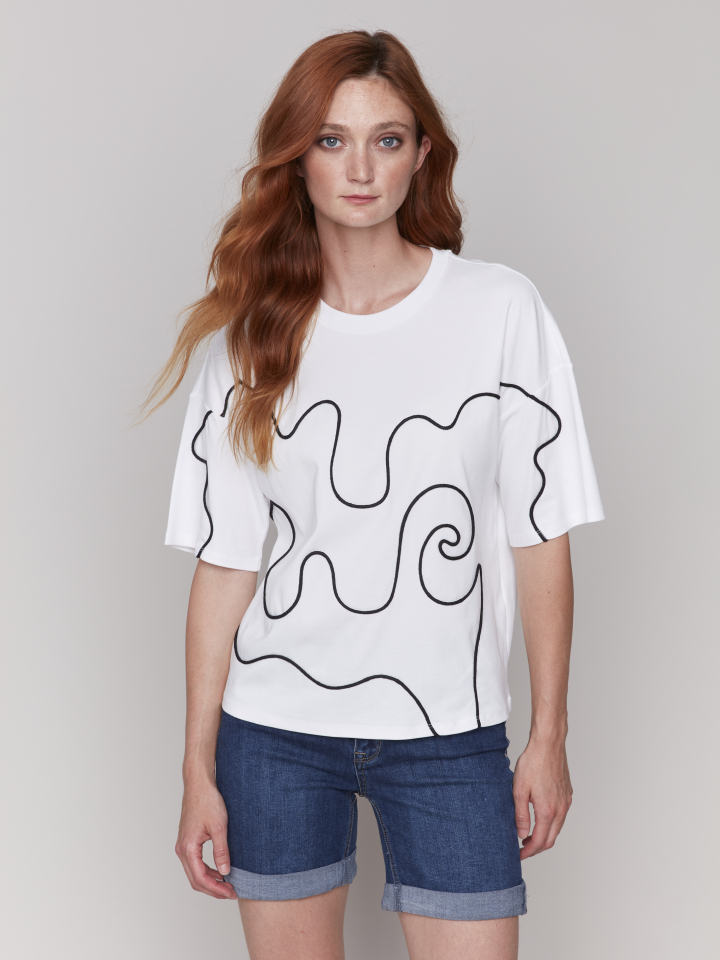 T-shirt abstrait - C1387blanc - Charlie B