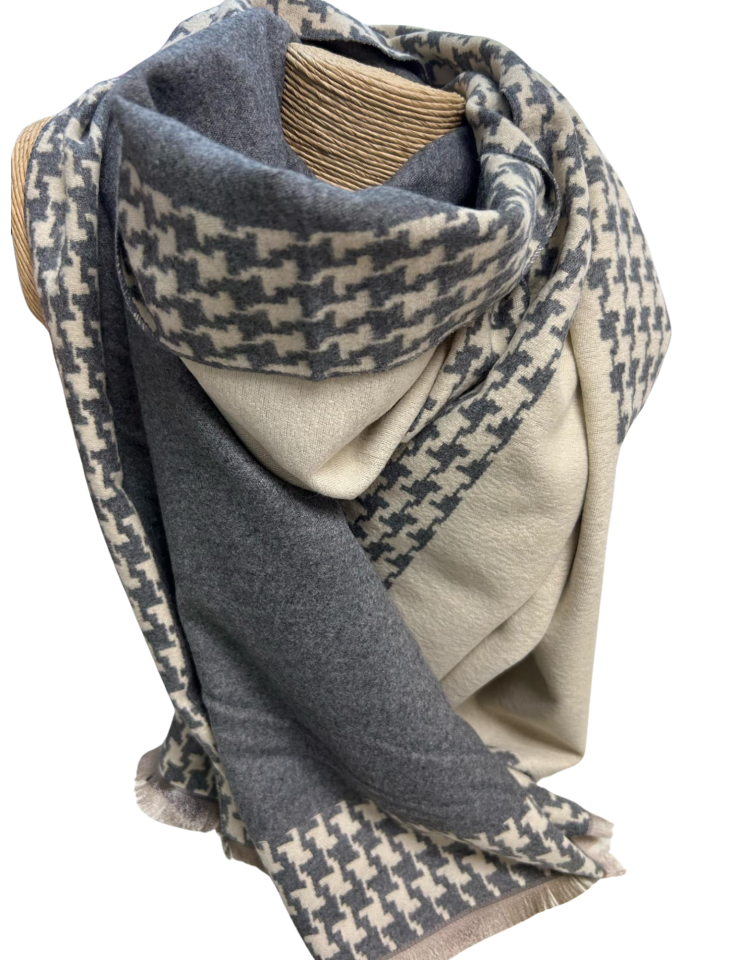 Foulard pied de poule reversible - TE670130627gris - Tom & Eva