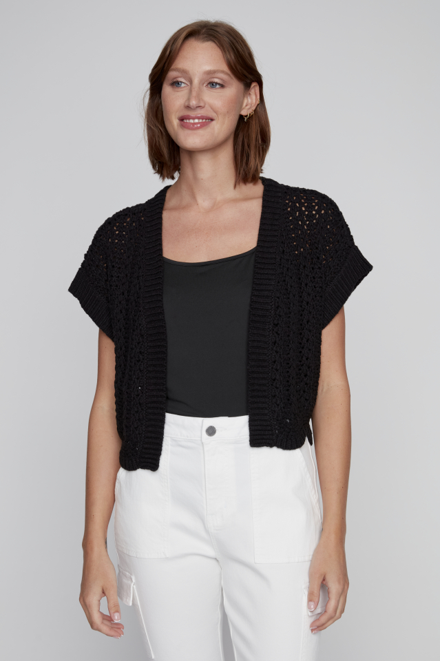 Cardigan ouvert manche courte - CYC2514067noir - Coco Y Club