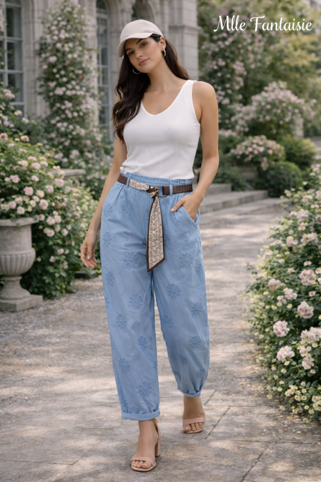 Pantalon EVE - Feve/bleu - Fantaisie