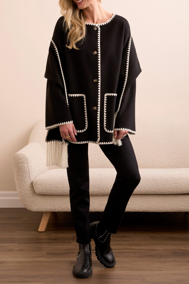 Manteau et foulard - TR2287noir - Tribal