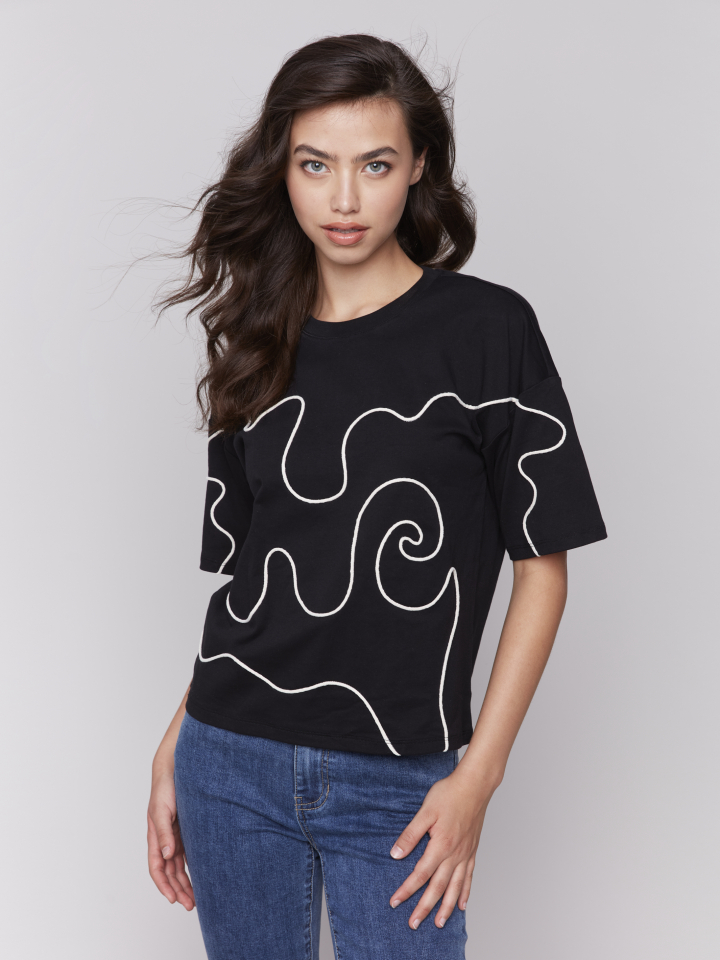 T-shirt abstrait - C1387noir - Charlie B