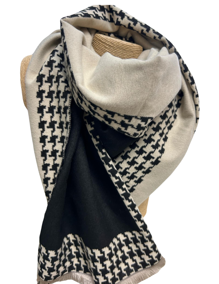 Foulard pied de poule reversible - TE670130627noir - Tom & Eva