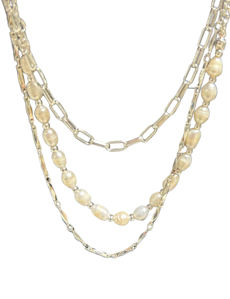 Collier 3 en 1 perles - 06-14204argent - Merx