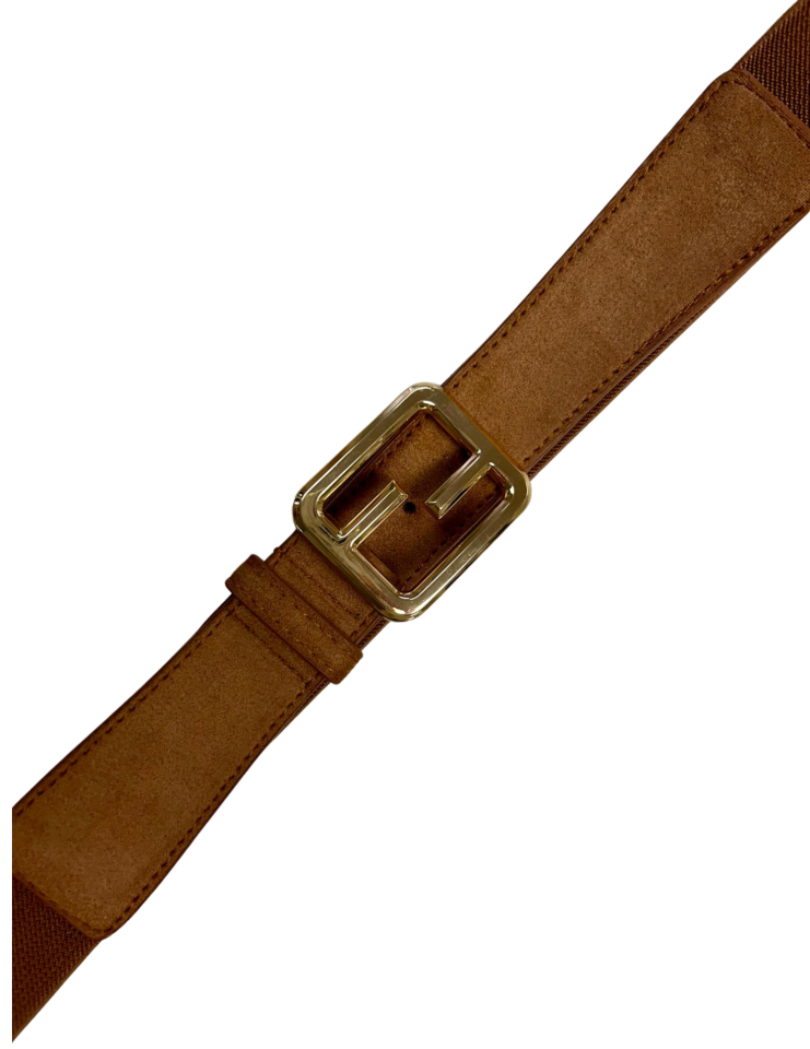 Ceinture élastique boucle rectangulaire - TEMML829Ccamel - Tom & Eva