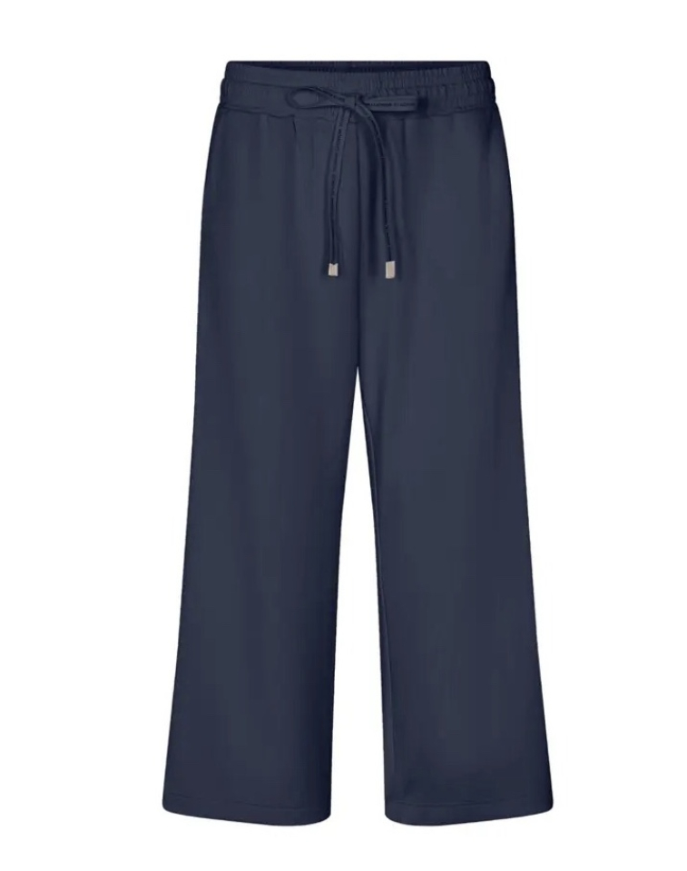 Pantalon élastique et de cordons à nouer à la taille jambe droite - SC25328Navy - Soya concept