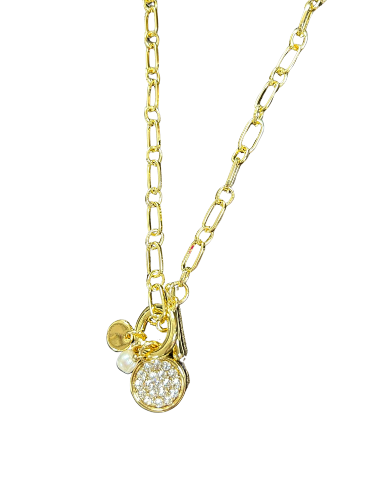 Collier chaîne médaillon et perle - M06-14217-1or - Merx