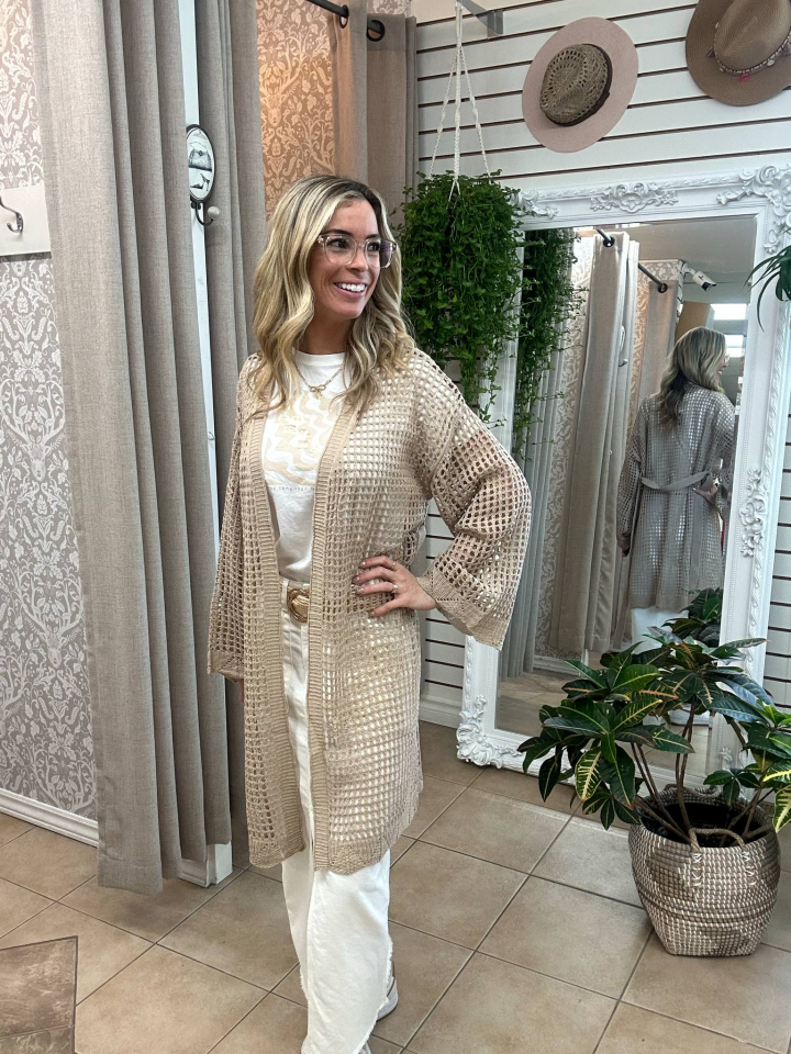 Cardigan maille ajourée RORY - TE688817021taupe - Tom & Eva