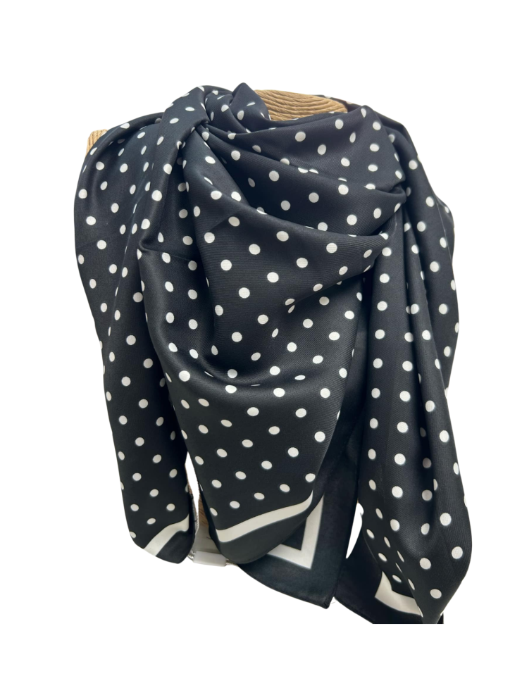 Foulard carré petit pois - TE680110025noir - Tom & Eva