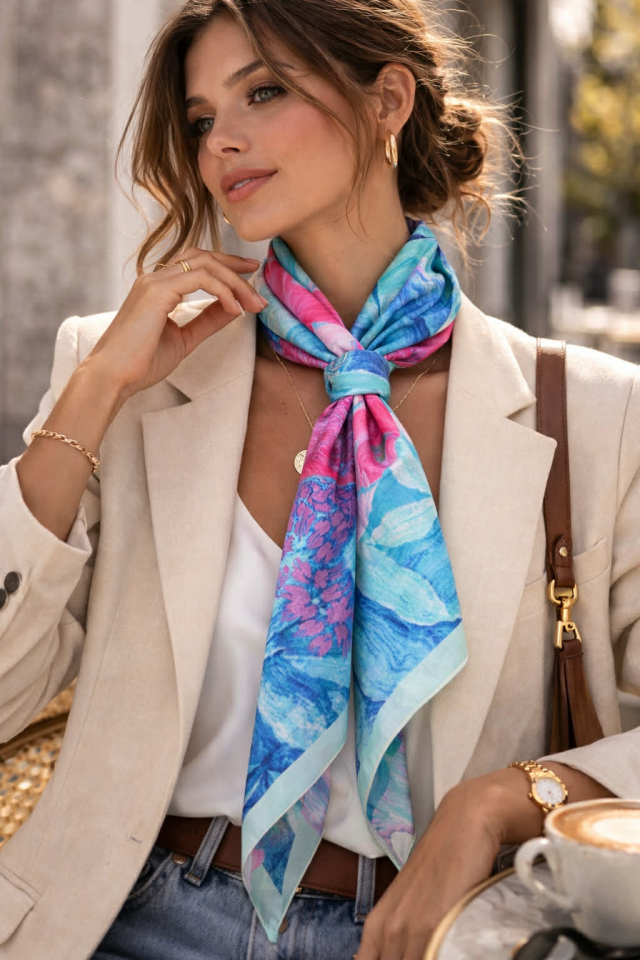 Foulard FLOWER - TE700124389bleu - Tom & Eva