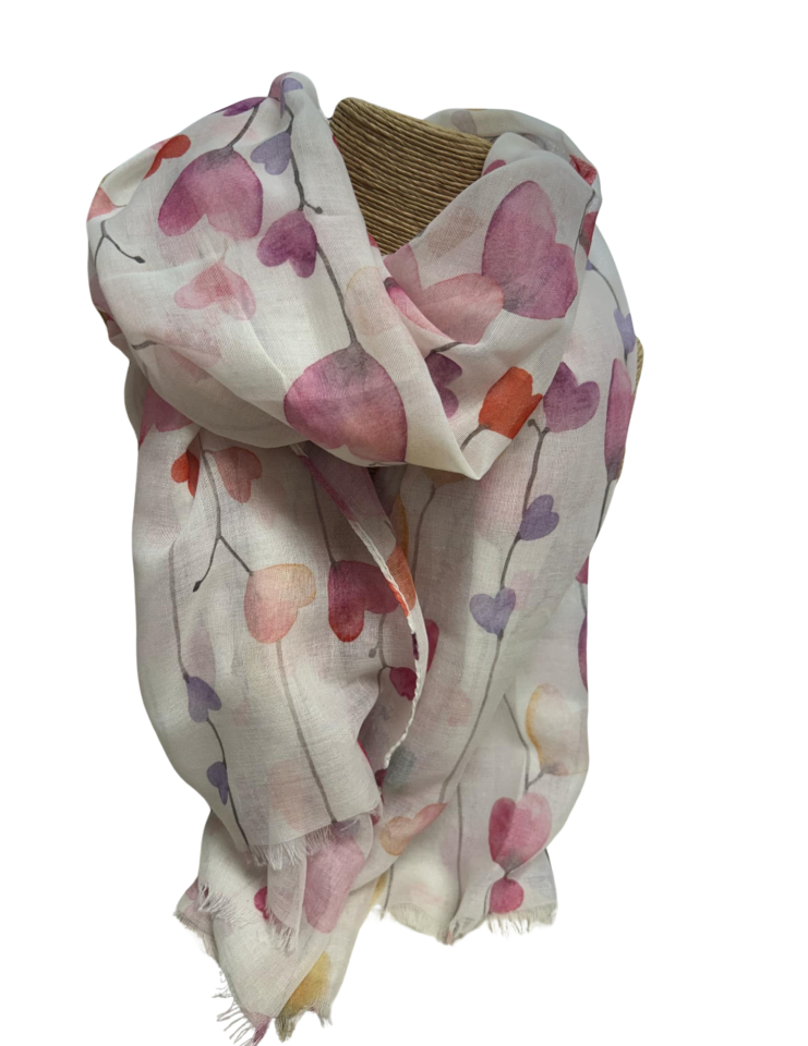 Foulard coeurs sur branches - TE680117064rose - Tom & Eva