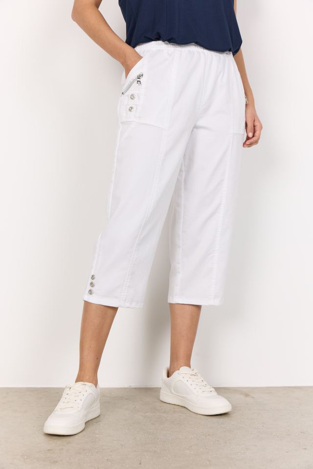 Pantalon capri taille élastique - SC17197blanc - Soya concept