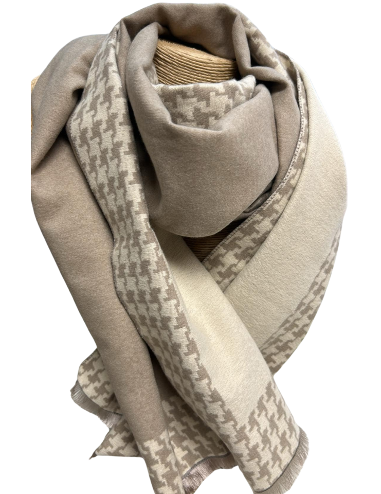 Foulard pied de poule reversible - TE670130627camel - Tom & Eva