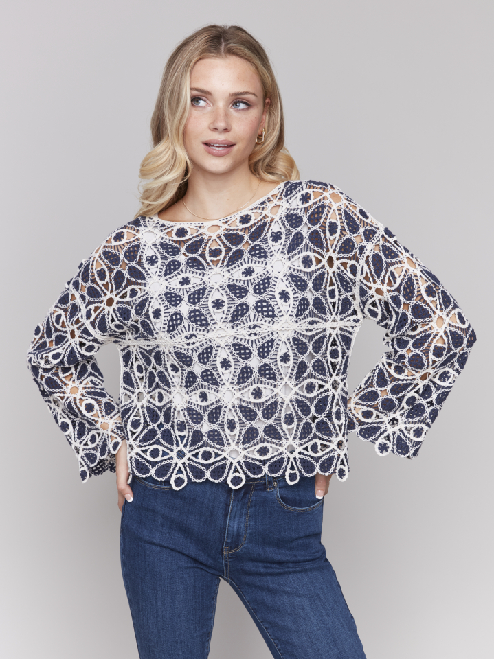 Chandail motif ajouré - C4499denim - Charlie B